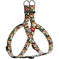 Waudog Glamourous Skulls Harnas / Hondentuigje - Nylon - Gratis QR-tag - Breedte: 15 mm - Borstomtrek: 40 - 55 cm (GELIEVE ALVORENS BESTELLEN OPMETEN)
