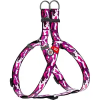 Waudog Pink Camo Harnas / Hondentuigje - Nylon - Gratis QR-tag - Breedte: 15 mm - Borstomtrek: 40 - 55 cm (GELIEVE ALVORENS BESTELLEN OPMETEN)