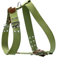 Waudog Canvas Harnas / Hondentuig - Katoen - Waterafstotende coating - Legergroen - Reflecterend - Breedte: 45 mm - Nekomtrek 65 - 83 cm - Borstomtrek 84 - 96 cm (GELIEVE ALVORENS BESTELLEN OPMETEN)