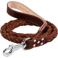 Waudog Classic Hondenriem - Gevlochten (rond) - Leder - Bruin - Diameter: 28 mm - Lengte: 122 cm
