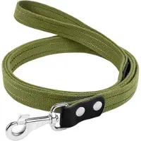 Waudog Canvas Hondenlijn / Hondenriem - Katoen - Waterafstotende coating - Legergroen - Reflecterend - Breedte: 20 mm - Lengte: 500 cm
