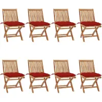 vidaXL Tuinstoelen 8 st inklapbaar met kussens massief teakhout
