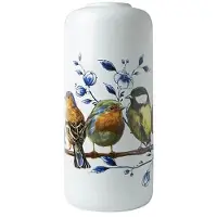 Heinen Delfts Blauw cilindervaas Bosvogels