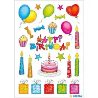 Herma Stickers Verjaardag, glittery - 10 stuks