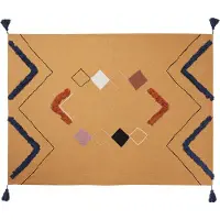 Beliani Plafond, Deken katoen oranje 130 x 180 cm abstract patroon SHIMLA (130 x 180 cm)