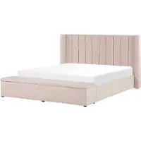 Beliani NOYERS - Bed met opbergruimte - Roze - 160 x 200 cm - Fluweel