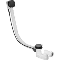 Hotbath Mate P032 badafvoer verlengd met overloop gepolijst zwart PVD