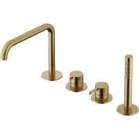 Hotbath ACE 2-wegs badrandcombinatie met uitloop en handdouche messing geborsteld PVD