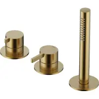 Hotbath Ace AC075 Badrandcombinatie 3-gats - Geborsteld Messing Pvd - Messing - Kranen, Badkranen, Badrandkranen - 8720847723741