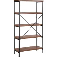 Beliani BRISBANE - Boekenkast-Donkere houtkleur-MDF