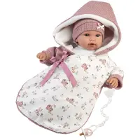 Llorens Huilende Babypop, roze, met slaapzak en geluid, 36 cm