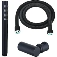 FortiFura Calvi Handdoucheset - 22.5cm - staaf - met houder - anti-twist slang - 150cm - zwart SW496811/SW720565/SW706203