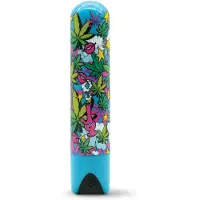 Prints Charming Mini Vibrator met wietprint blauw