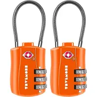 TRVLMORE Kofferslot - TSA Reisslot - Slot - Hangslot - 3 Cijferig - 2 Stuks - Cijferslot - Oranje