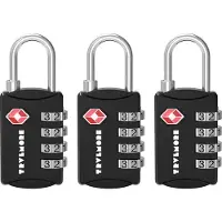 TRVLMORE Kofferslot - TSA Reisslot - 4 Cijferig Hangslot - 3 Stuks - Cijferslot - Zwart