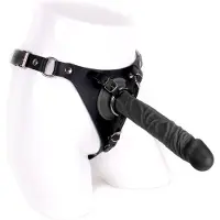 Kiotos COX Leren Strap-On inclusief Zwarte Dildo - 23 cm