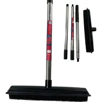 Synx Tools Rubberen bezem met steel 2 in 1 | kappersbezem |Verstelbare Steel (tot 120 cm)