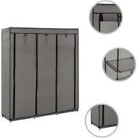 The Living Store Opvouwbare mobiele kast - Kledingopslag - 150x45x175 cm - Grijs