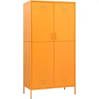The Living Store Kledingkast - Mosterdgeel Staal - 90 x 50 x 180 cm - Verstelbare schappen