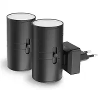 Goliving Nachtlampje Stopcontact - 2 stuks - Stekkerlampen - 10,7 x 9,3 cm - Volwassenen - Boven en Onder Verlichting - Dimbaar - Dag- en Nachtsensor - Stekkerspot - Zwart