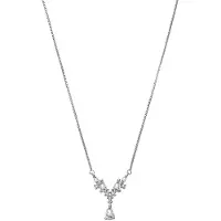 Lucardi - Dames Zilveren ketting met hanger druppel zirkonia - Ketting - 925 Zilver - Zilverkleurig - 45 cm