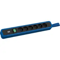Bachmann PRIMO 2, 6x stopcontacten, 1x schakelaar met lus, 2,0 meter, CEE7/7, RAL5010