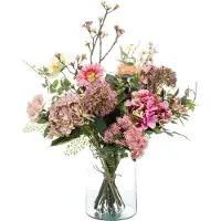 Driesprong Collection Zijdebloem boeket roze bloemen kunstplant excl. vaas