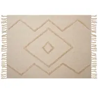 Beliani Plafond, Deken katoen beige 130 x 180 cm geometrisch patroon JAUNPUR (130 x 180 cm)