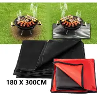 Vevor XXL Barbecue vloerbeschermingsmat 180x300cm incl. opbergzak - bbq vloermat accesoires mat – hoes waterdicht branddeken