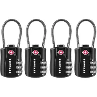 TRVLMORE Kofferslot - TSA Reisslot - Hangslot - 3 Cijferig - 4 Stuks - Cijferslot - Zwart