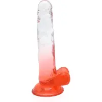 Kiotos COX Color - Gekleurde Dildo 05 - 20 x 3,2 cm - Transparant/Rood