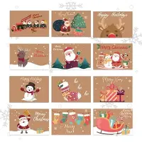 Giftmas Kerstkaarten - Wenskaarten - 36 Stuks - Met Enveloppen en Stickers - Nieuwjaarskaarten - 10x15cm