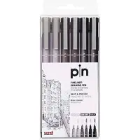 Uni - Fineliner - Black/grey (6 pcs) (401231)