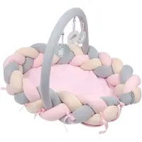 Sevibaby Roze 3-in-1 Braided Bedbumper en Babynest 521-2