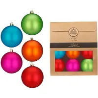 Merkloos Kerstballen van kunststof - 6x - gekleurd- 8 cm -milieubewust verpakt - Kerstbal