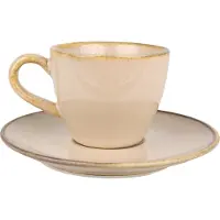 Bonna Espresso kopjes & schotel sand hygge porselein set van 6