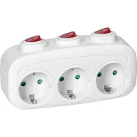 ORNO Bureau stekkerdoos met schakelaar - Verdeelstekker horizontaal 3-voudig - Stopcontact splitter - Verdeeldoos zonder snoer - Wit