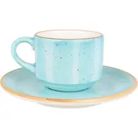 Bonna Espresso kopjes & schotel aura aqua porselein set van 6