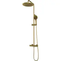 Brauer Edition Stortdoucheset - Hoofddouche 30cm - Ronde Handdouche - Geborsteld Goud PVD - Messing - Kranen, Douchekranen, Douchesets, Opbouw - Kranen, Douchekranen, Douchesets, Opbouw douchesets,