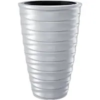 Prosperplast Plantenpot/bloempot Design Waves - buiten/binnen - kunststof - wit - 38 x 58 cm - Plantenpotten