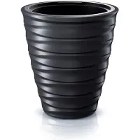 Prosperplast Plantenpot/bloempot Design Waves - buiten/binnen - kunststof - antraciet - 30 x 30 cm - Plantenpotten