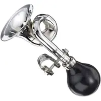 Funny fashion Metalen toeter/feesttoeter - zilver - 17 cm - met luchtbal om in te knijpen - Fietstoeters