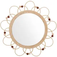 Atmosphera Wandspiegel - bloem - rotan - D38 cm - bohemian/boho spiegel - Spiegels