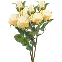 Emerald Kunstbloem Roos tak - 3x - 44 cm - creme wit - Kunst zijdebloemen - Kunstbloemen