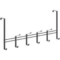 Metaltex - Kapstok voor stompe deur van 4 cm - Zwart - 44,5x20,5 cm - 10 haken