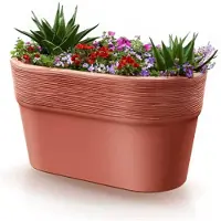 Prosperplast Plantenpot/bloempot Windsor - kunststof - terracotta - L28 x B15 x H15 cm - Plantenpotten