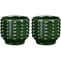 Mica Decorations Pot - 2x - boaz - gebobbeld - groen - 11 x 13 cm - Plantenpotten