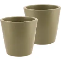 DK Design bloempot/plantenpot - 2x - Vinci - olijfgroen mat - voor kamerplant - D16 x H18 cm - Plantenpotten