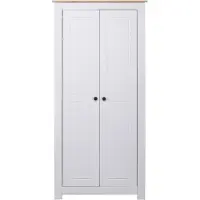 The Living Store Kledingkast - Wit - 80 x 50 x 171.5 cm - Massief grenenhout