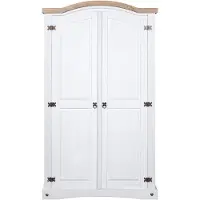 The Living Store Kledingkast Corona - 101 x 52 x 170 cm - Massief grenenhout wit bruin